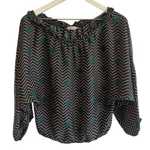 Tucker NYC Silk Blend Dot Patterned Off Shoulder Top, Size XS